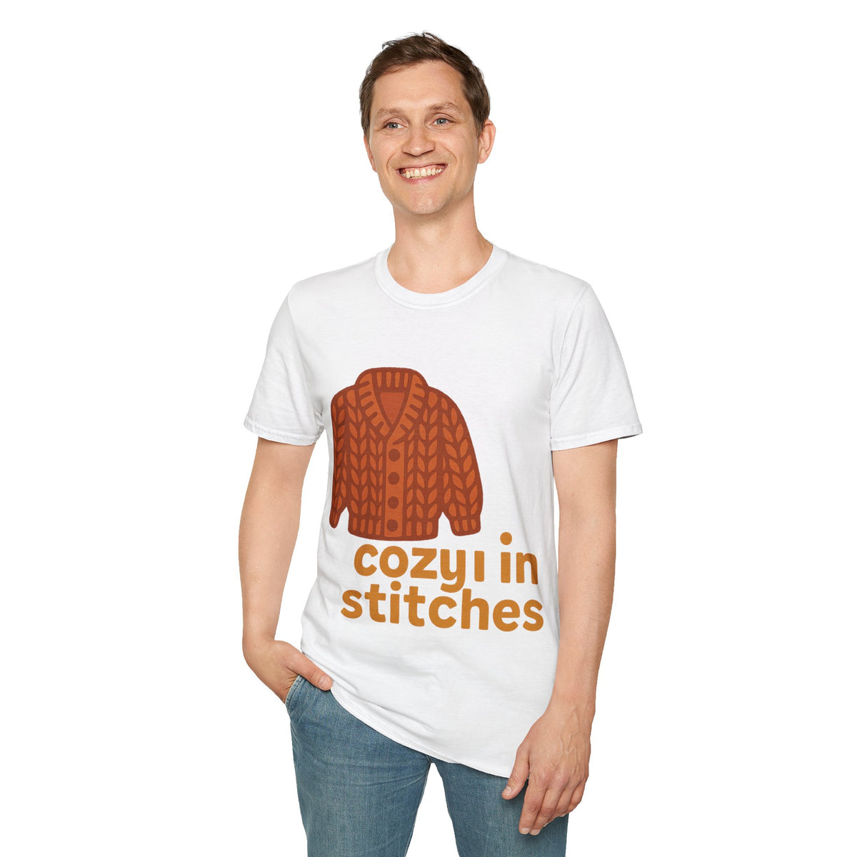 "Cozy In Stitches" Autumn Sweater Tee | Cute Knitting Crochet T-Shirt - Trending Now - September 2026