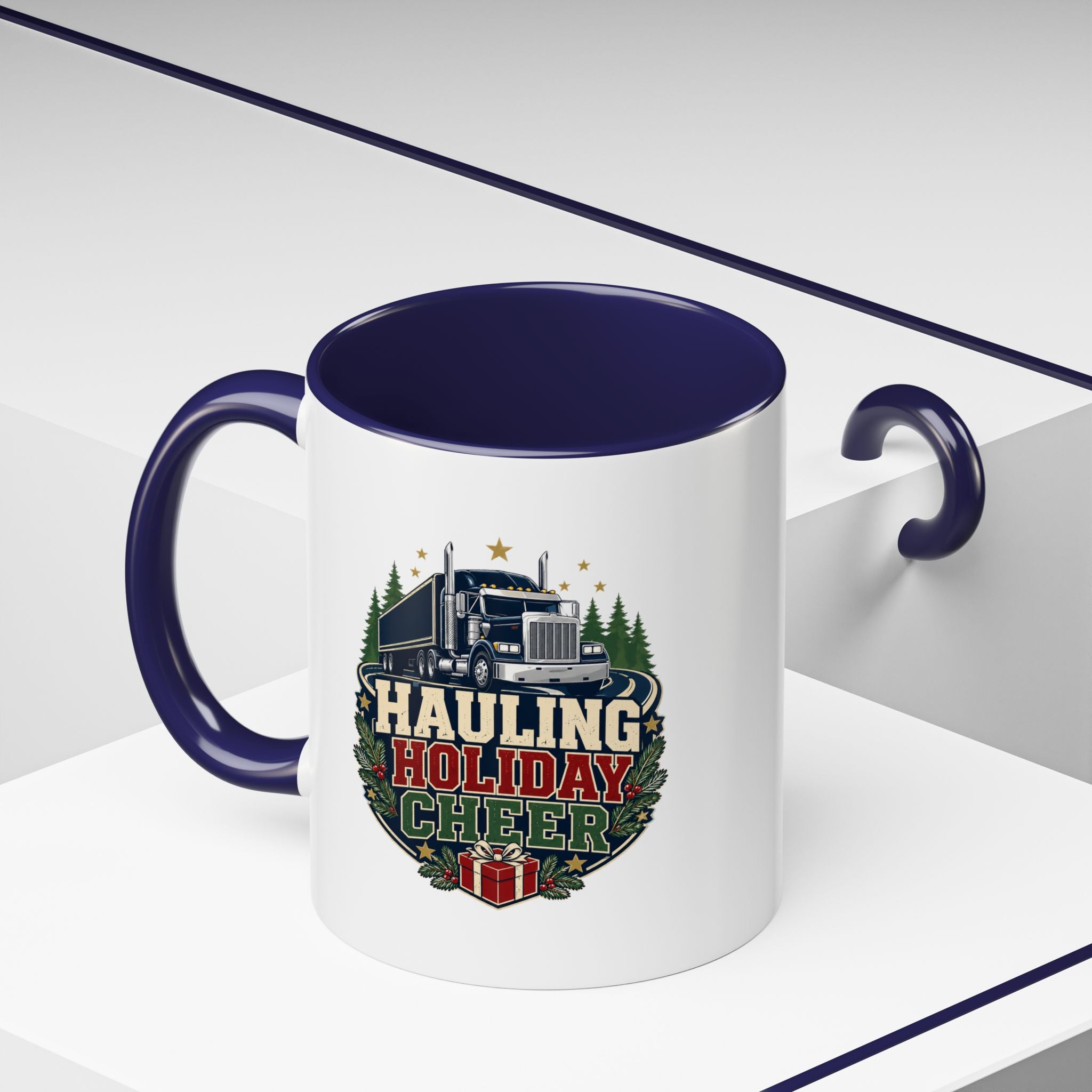 Modern Day Christmas Hauling Holiday Cheer Coffee Mug