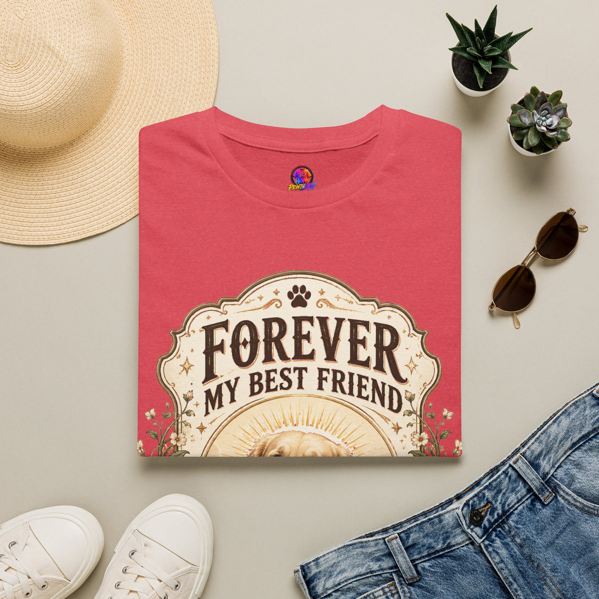 Dog Memorial T-Shirt — "Forever My Best Friend" Personalized Pet Tribute Tee