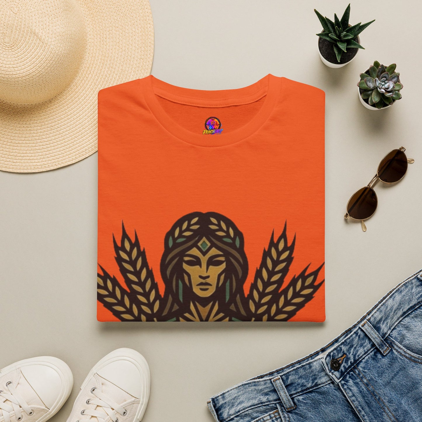Harvest Goddess T-Shirt — Wheat Spirit Floral Pagan Shirt