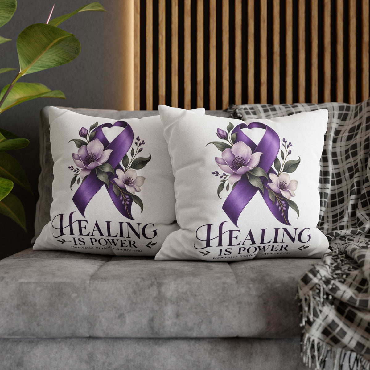 Domestic Violence Healing Is Power Purple Ribbon Pillow