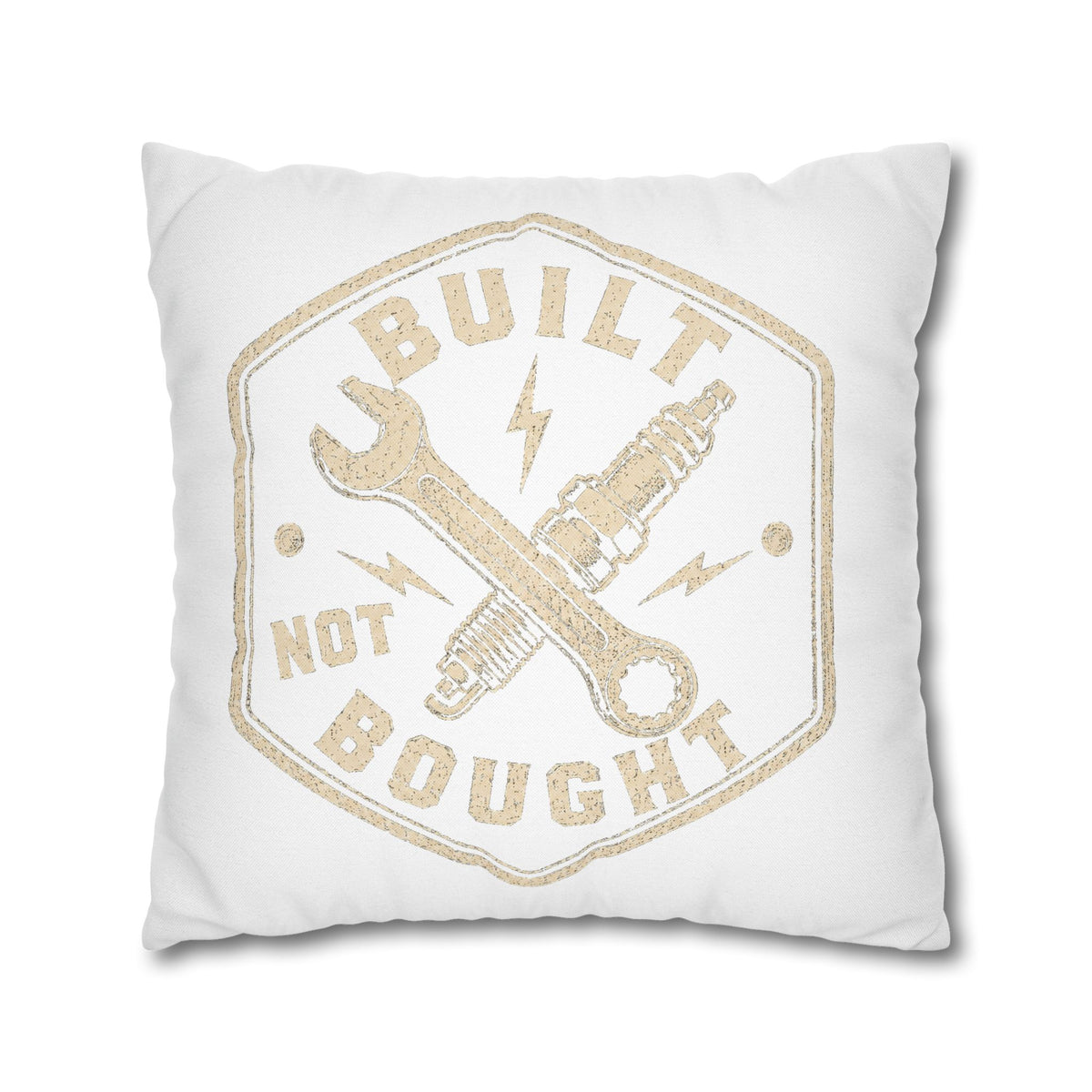 Built Not Bought Decorative Pillowcase –Milo Bailey Dog Dad Mom  Mechanic Wrench & Spark Plug Accent Cushion Cover
