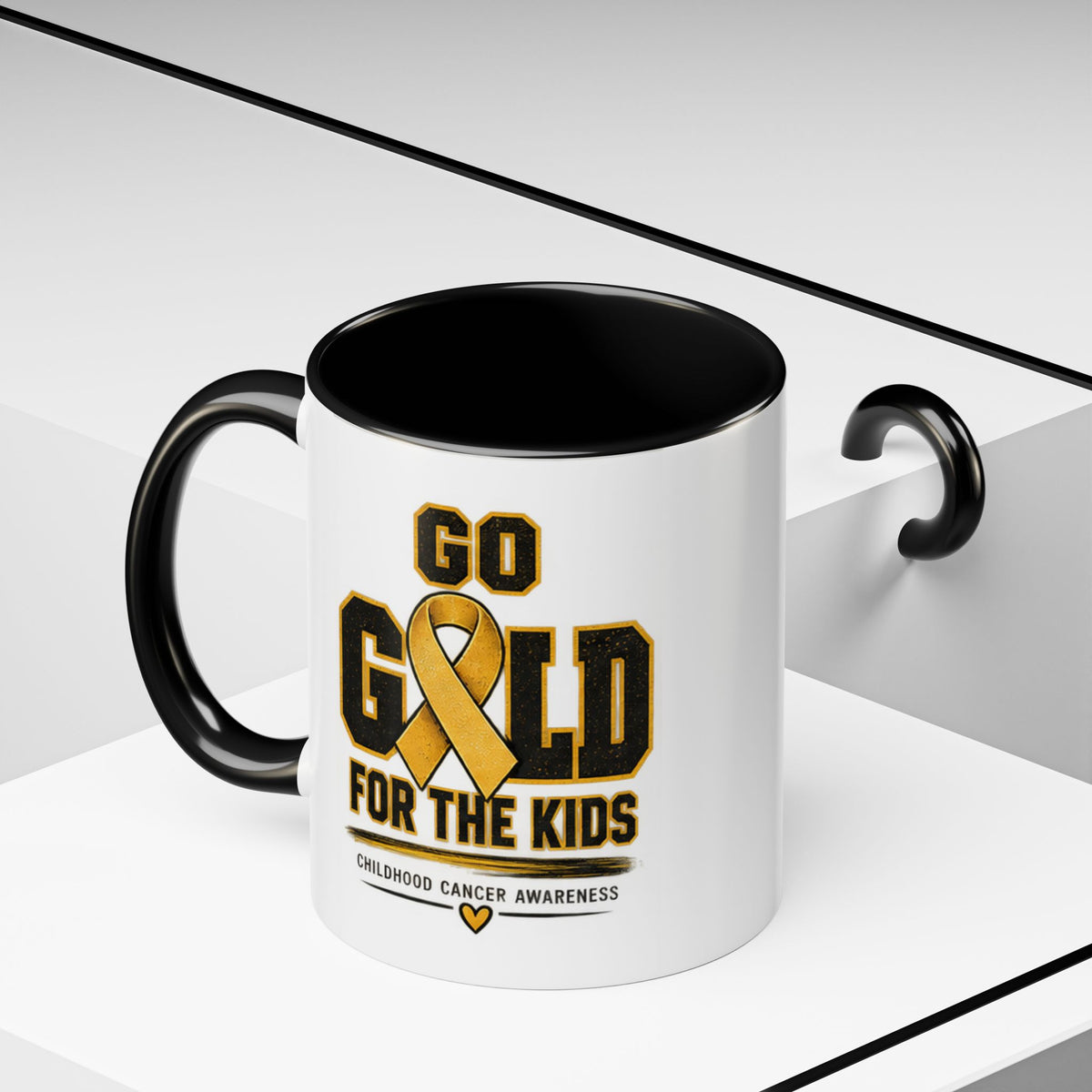 Go Gold For The Kids Accent Coffee Mug — Childhood Cancer Awareness 11/15oz