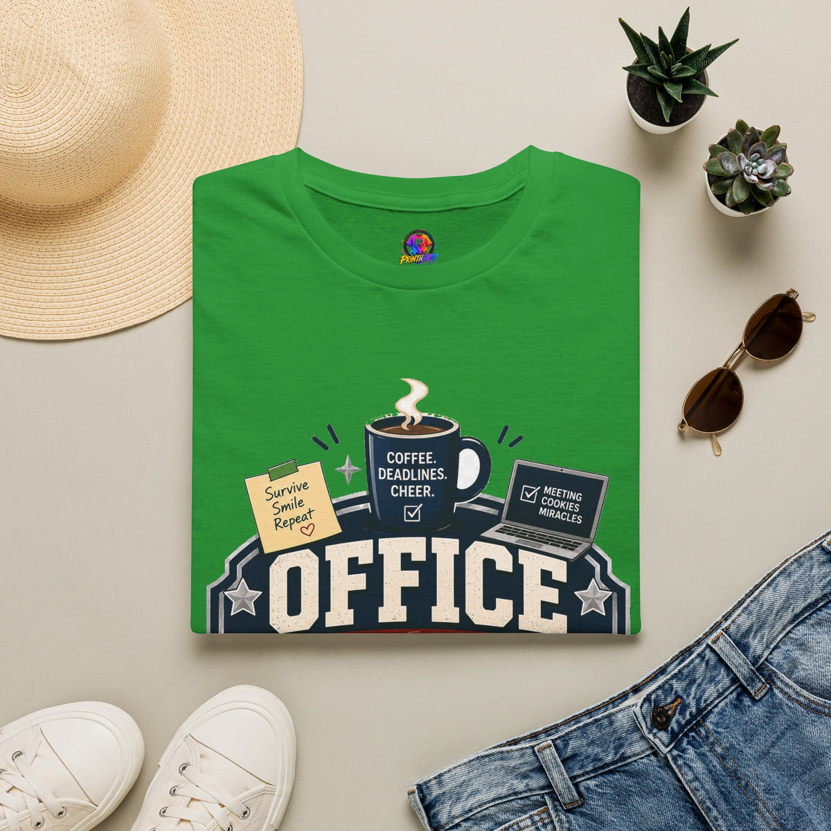 Office Holiday Survivor T-Shirt — Coffee, Deadlines & Cheer Work Shirt