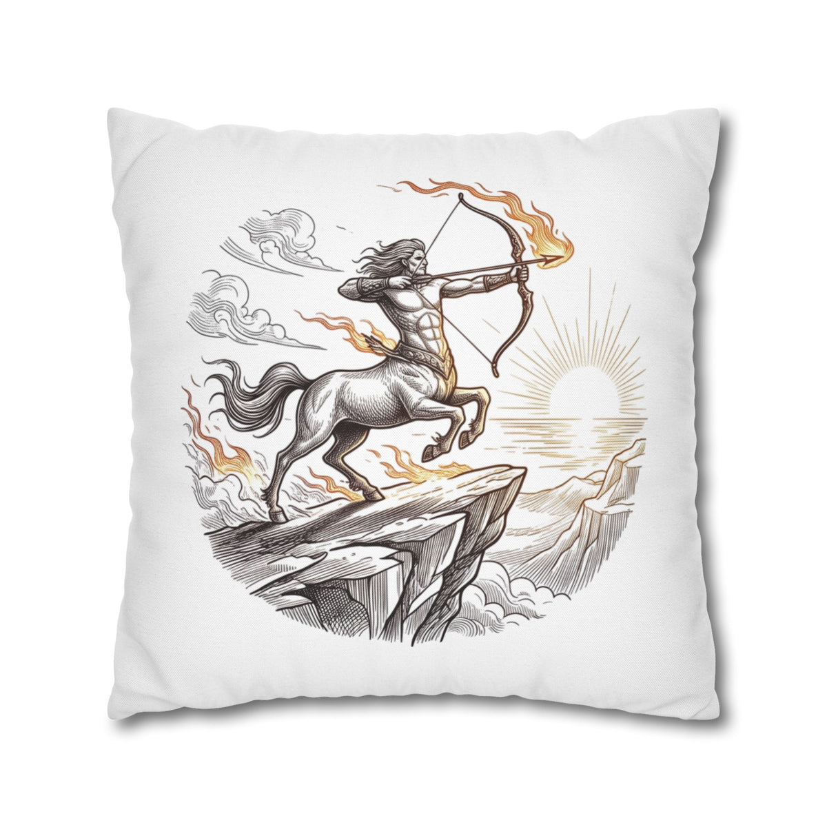 Sagittarius Centaur Archery Throw Pillow - Zodiac Mythology Decorative Pillowcase