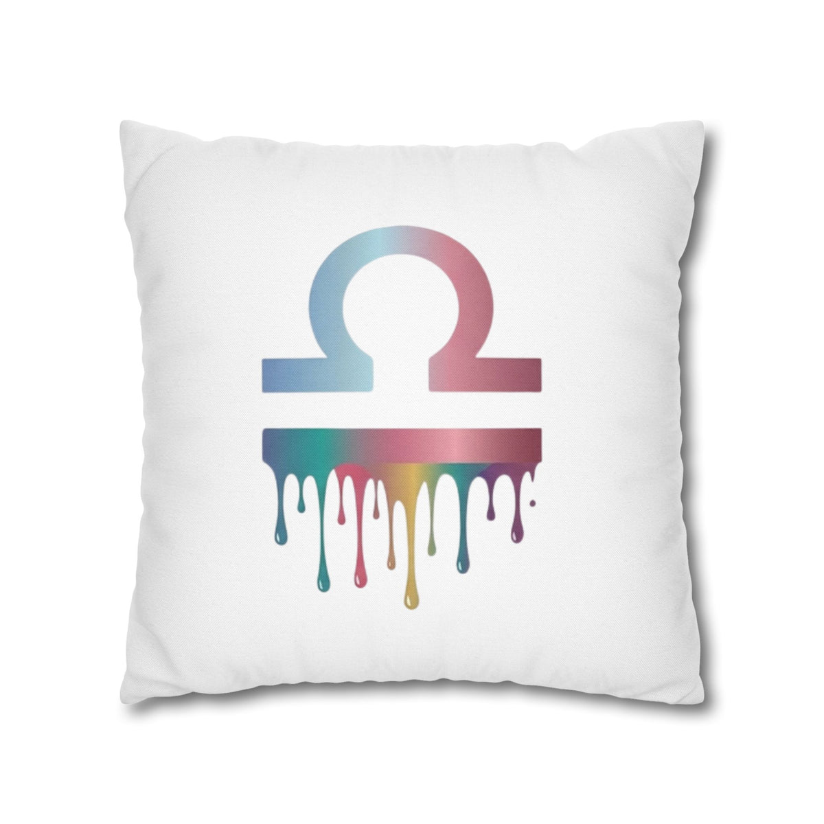 Libra Zodiac Drip Pillowcase — Colorful Astrology Square Throw Pillow