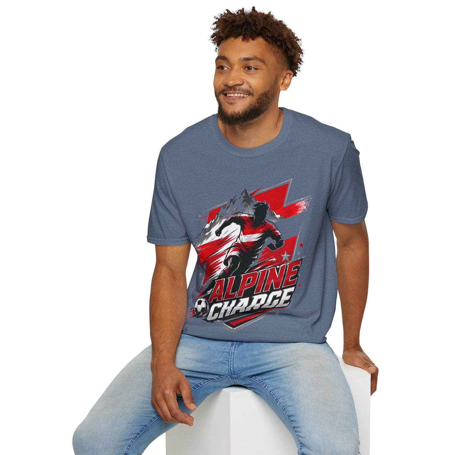 Austria  Alpine Charge Soccer T-Shirt — Mountain Football Graphic Tee -