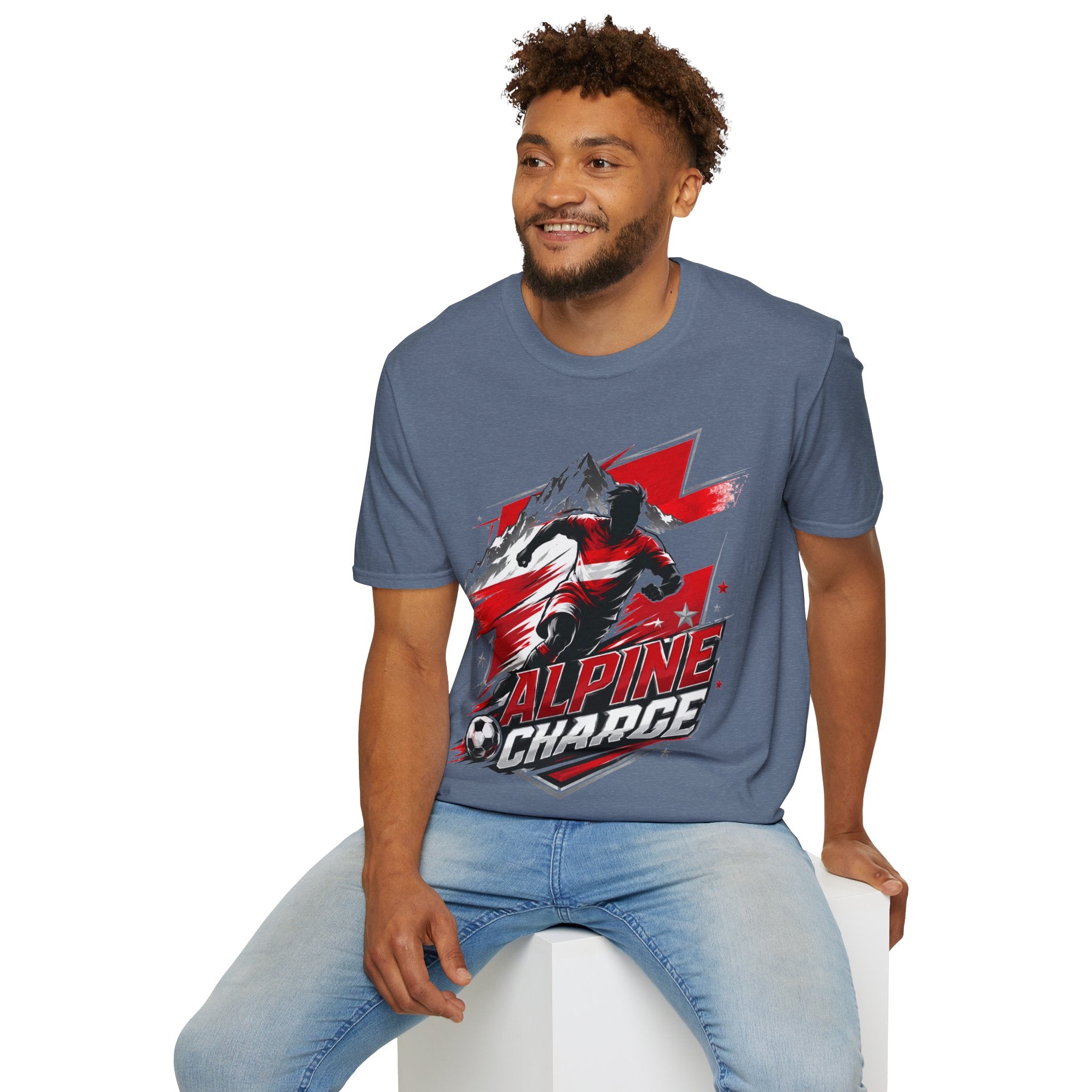 Austria  Alpine Charge Soccer T-Shirt — Mountain Football Graphic Tee -