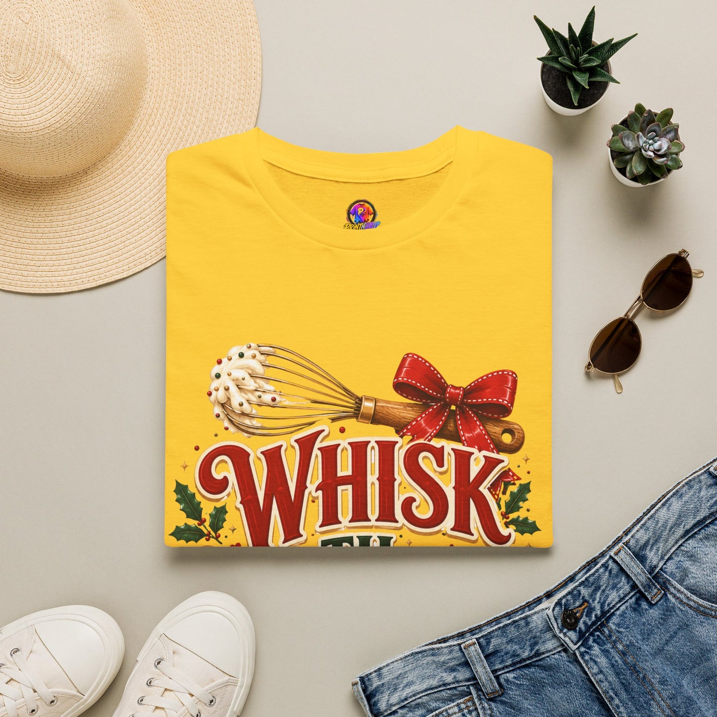 Christmas Baking T-Shirt — "Whisk 'Til Merry" Holiday Tee