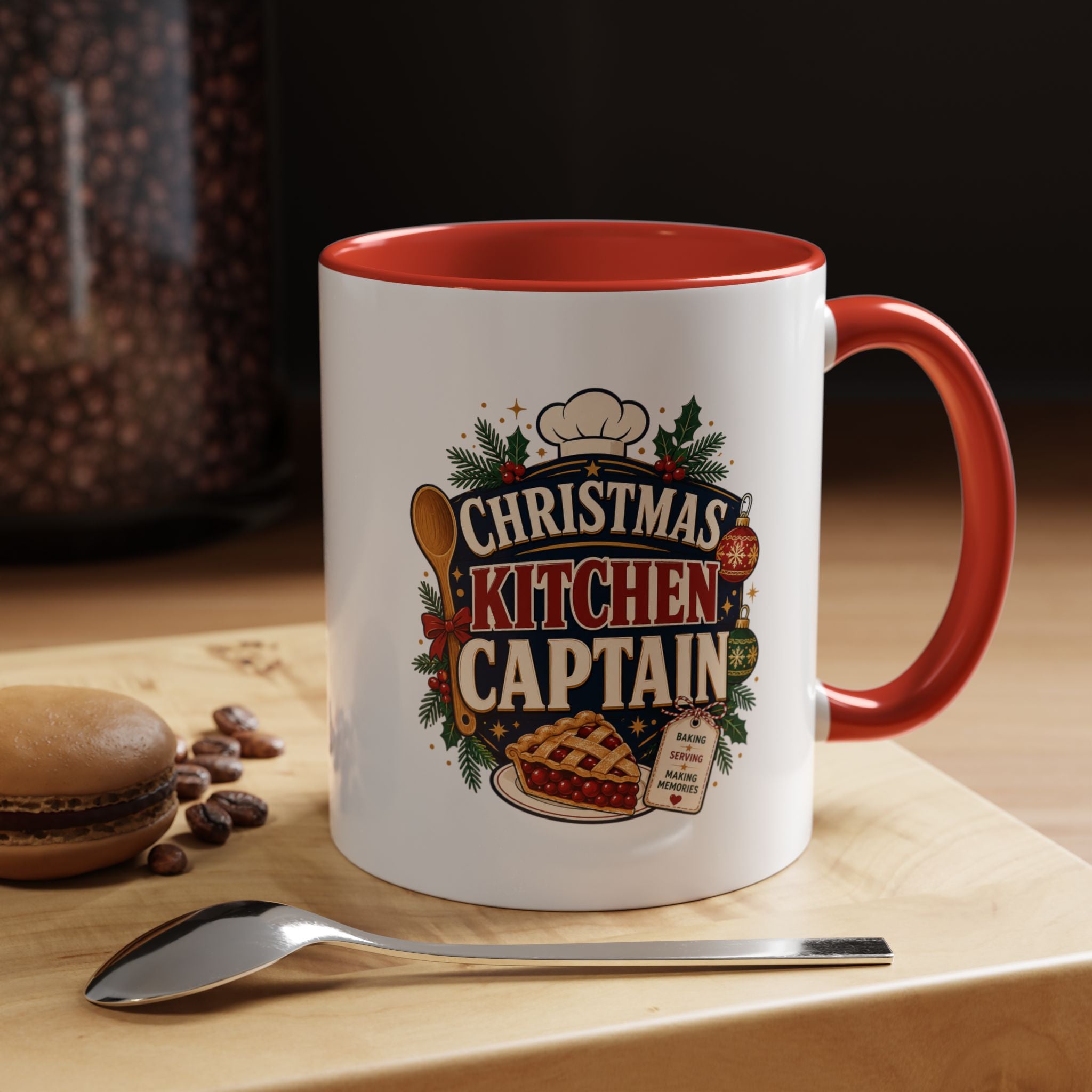 Modern Day Christmas Kitchen Captain Accent Coffee Mug — Holiday Baking Chef Gift (11/15oz)