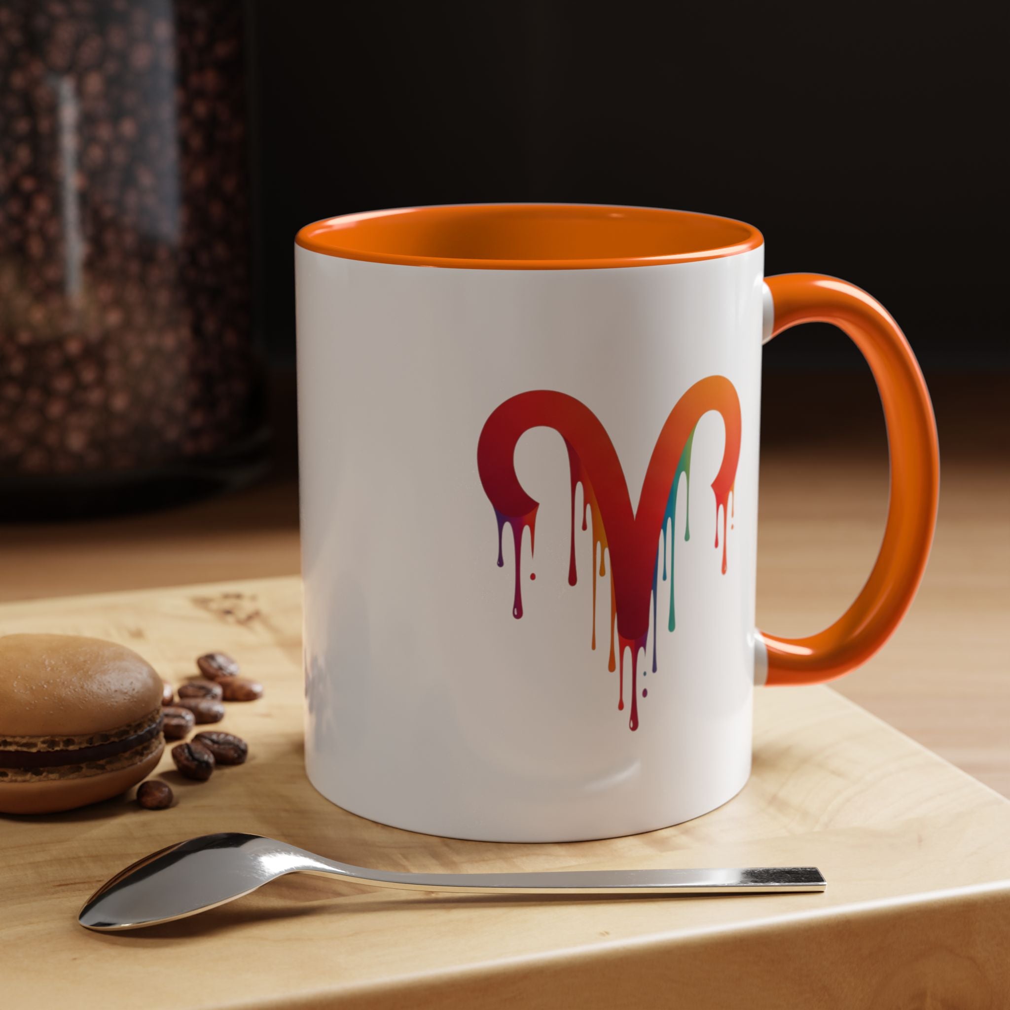 Rainbow Drip Heart Coffee Mug — Colorful Art Accent Mug