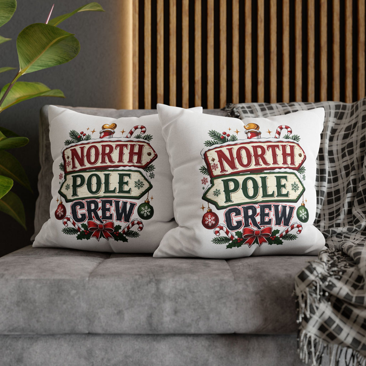 Christmas North Pole Crew Holiday Pillowcase — Christmas Decorative Throw Pillow