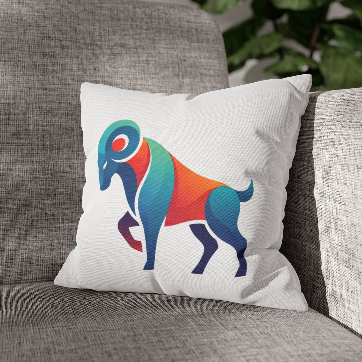 Aries Colorblock Ram Decorative Pillowcase — Zodiac Throw Pillow Cover