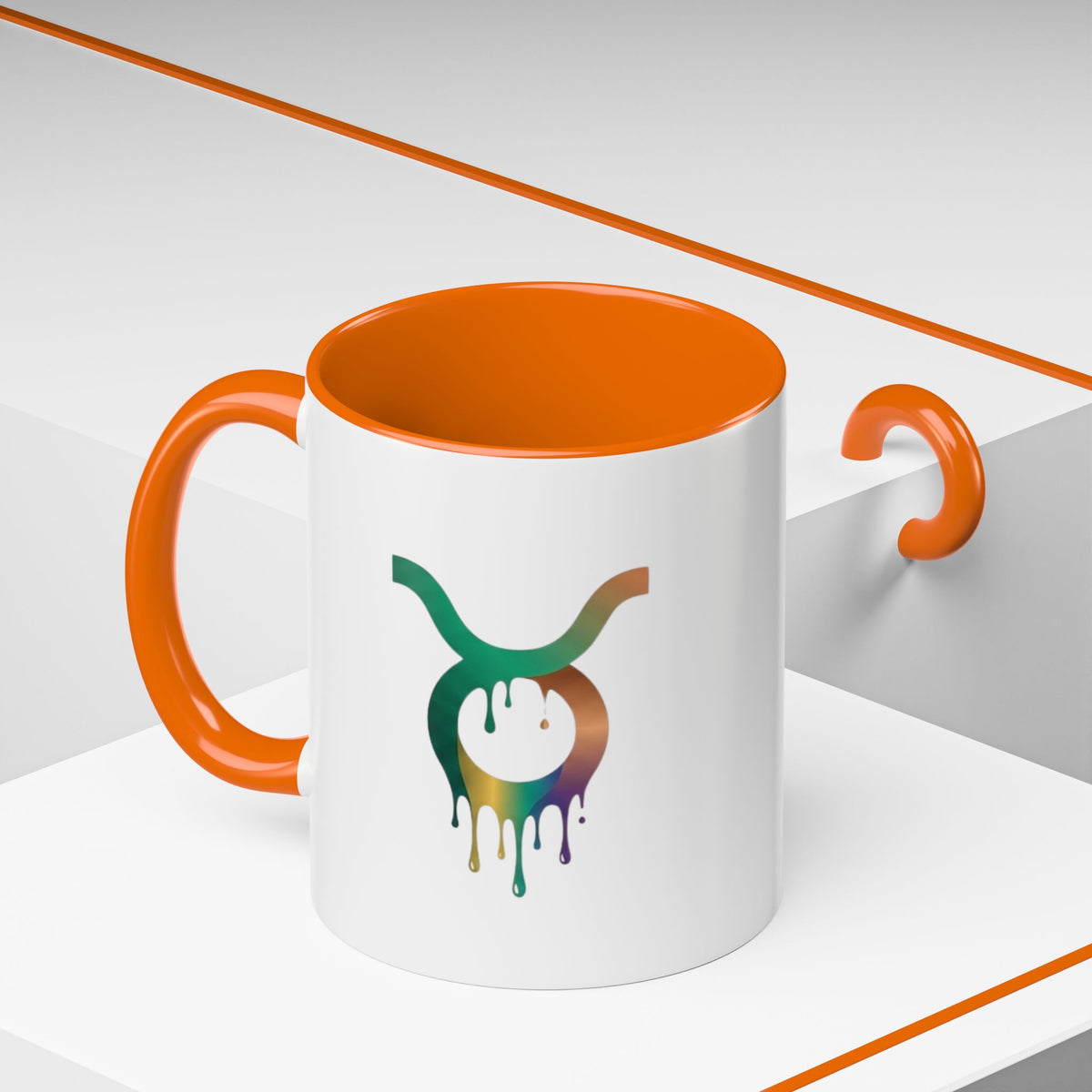 Taurus Drip Zodiac Coffee Mug — Colorful Taurus Symbol Accent Mug