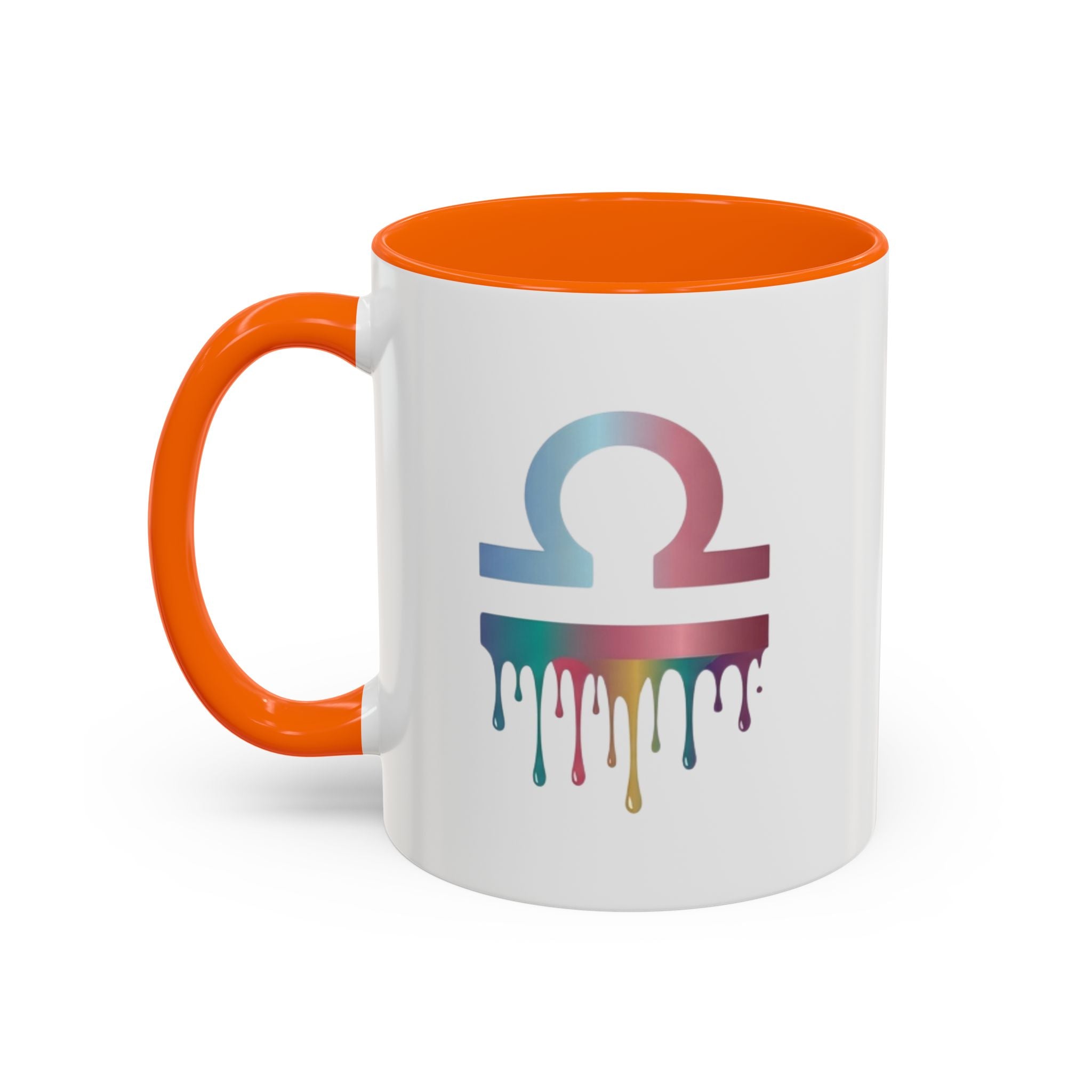 Libra Drip Accent Coffee Mug — Zodiac Symbol Rainbow Design