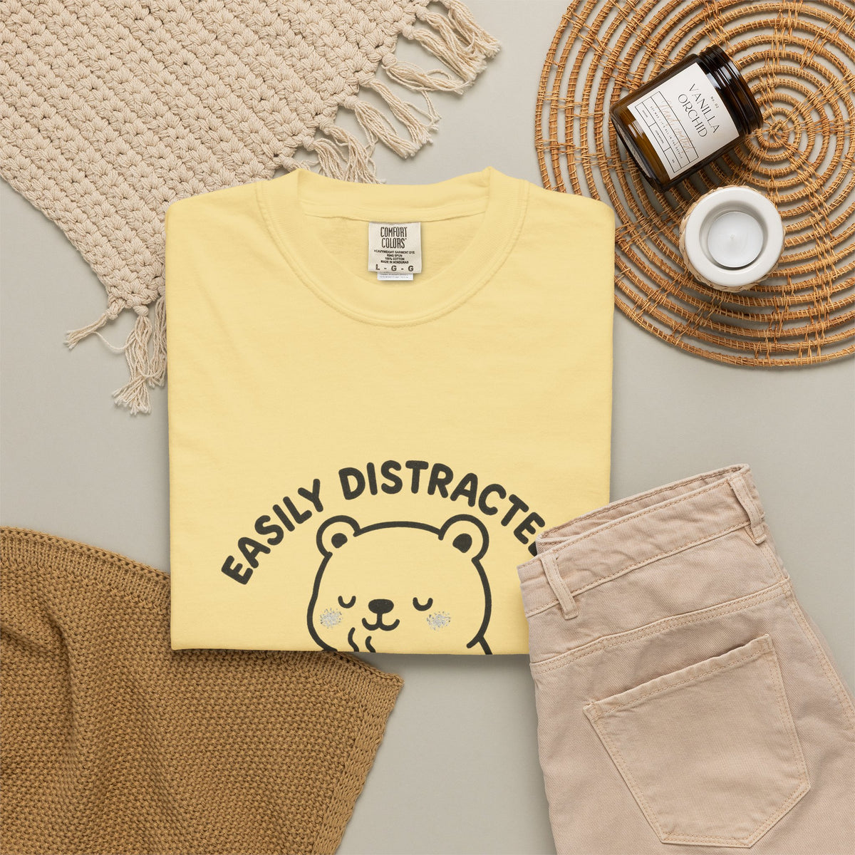 Hot Cocoa Bear T-Shirt — "Easily Distracted" Cute Winter Graphic Tee - Trending Now - October 2026