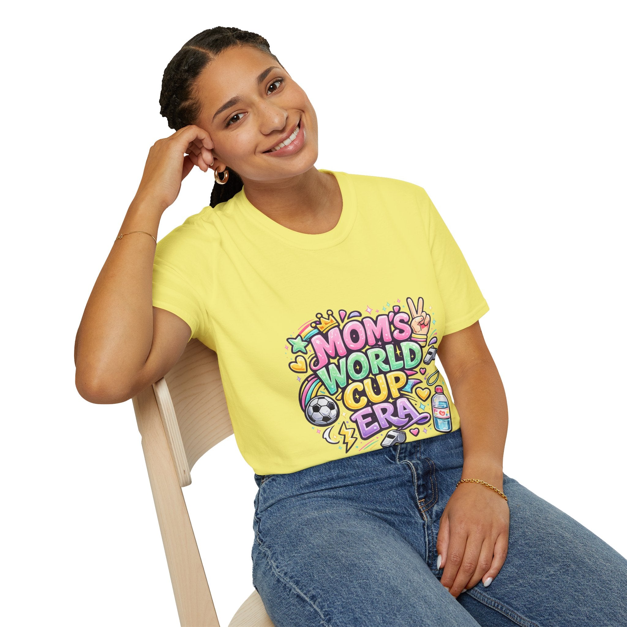 Girls Kids Mom's World Cup Era T‑Shirt — Playful Soccer Mom Tee