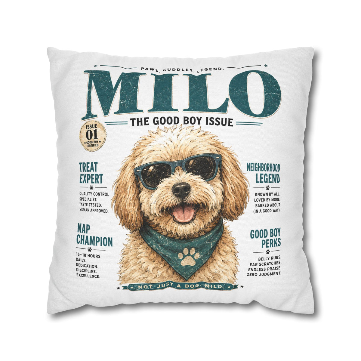 Milo 'The Good Boy Issue' Decorative Pillowcase Milo Bailey Dog Dad Mom