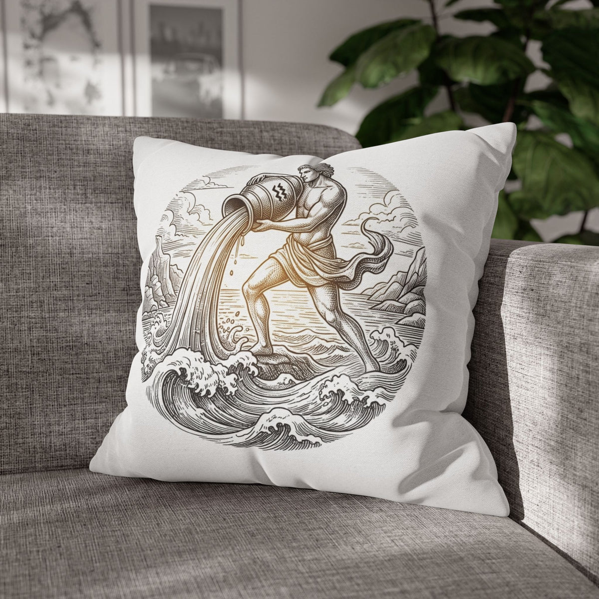 Aquarius Zodiac Throw Pillowcase — Astrology Decorative Pillow Cover