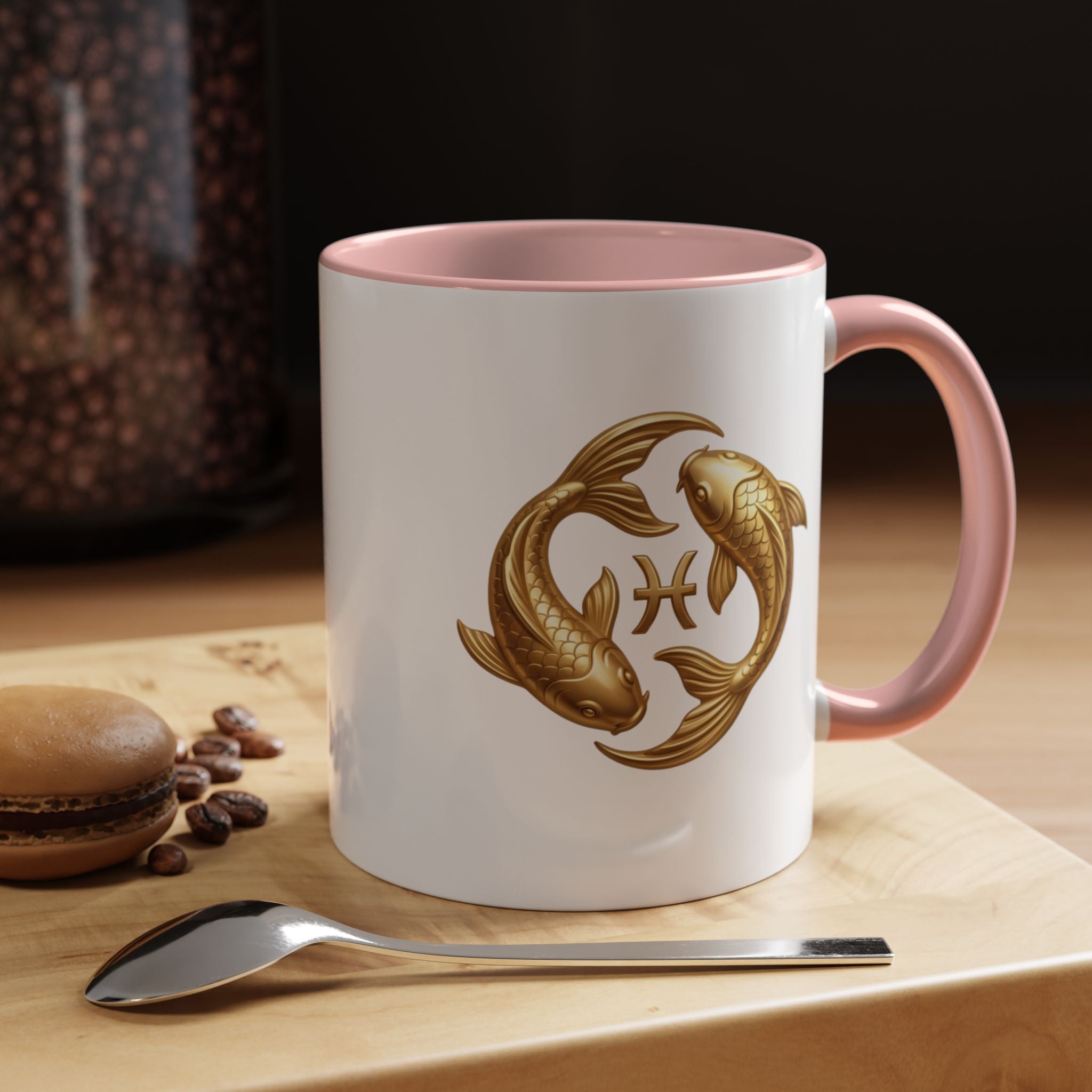 Pisces Zodiac Coffee Mug – Gold Koi Fish Horoscope Accent Mug