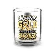 Glass Mug — "We Wear Gold for the Brave" Childhood Cancer Awareness