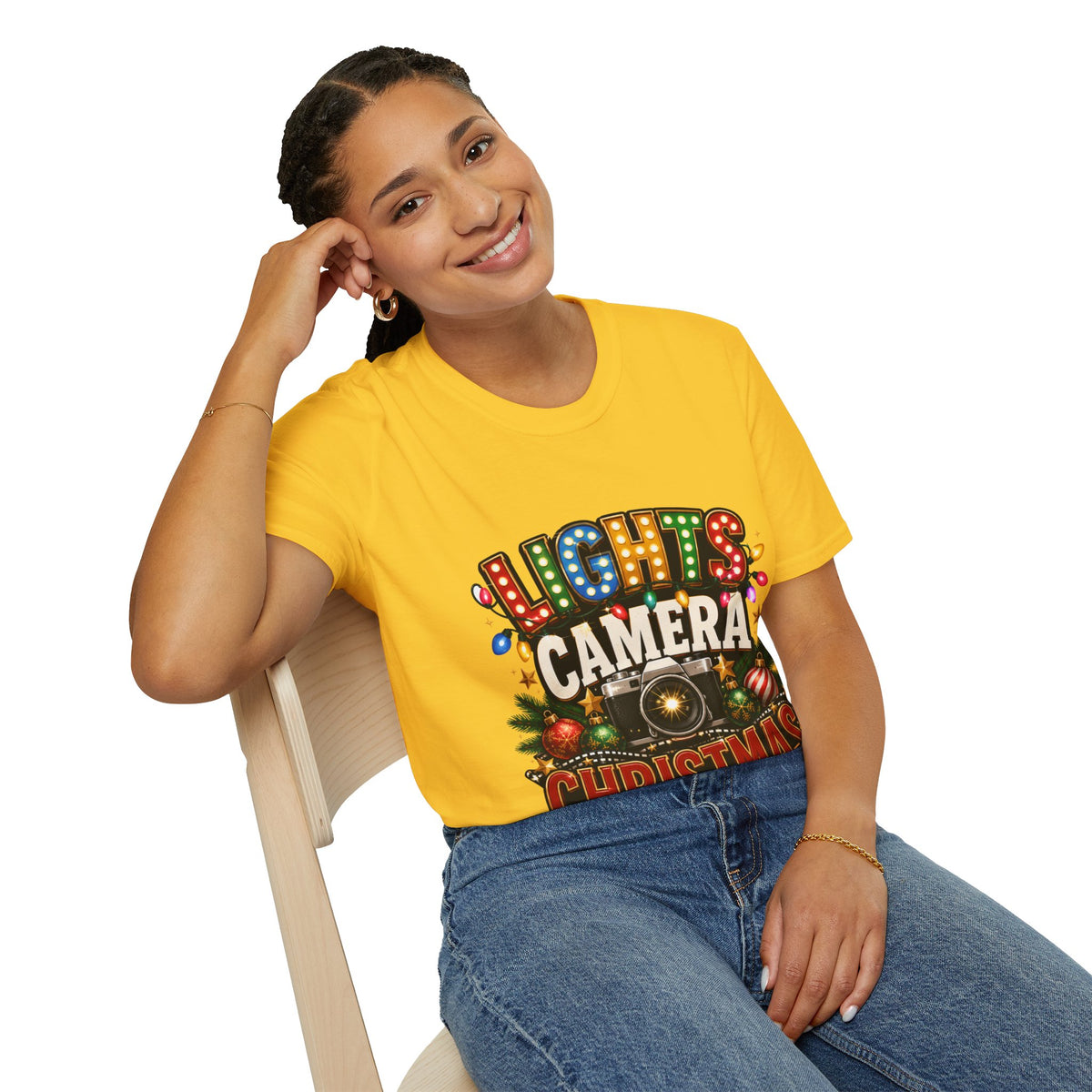 Lights Camera Christmas T-Shirt — Retro Marquee Holiday Tee