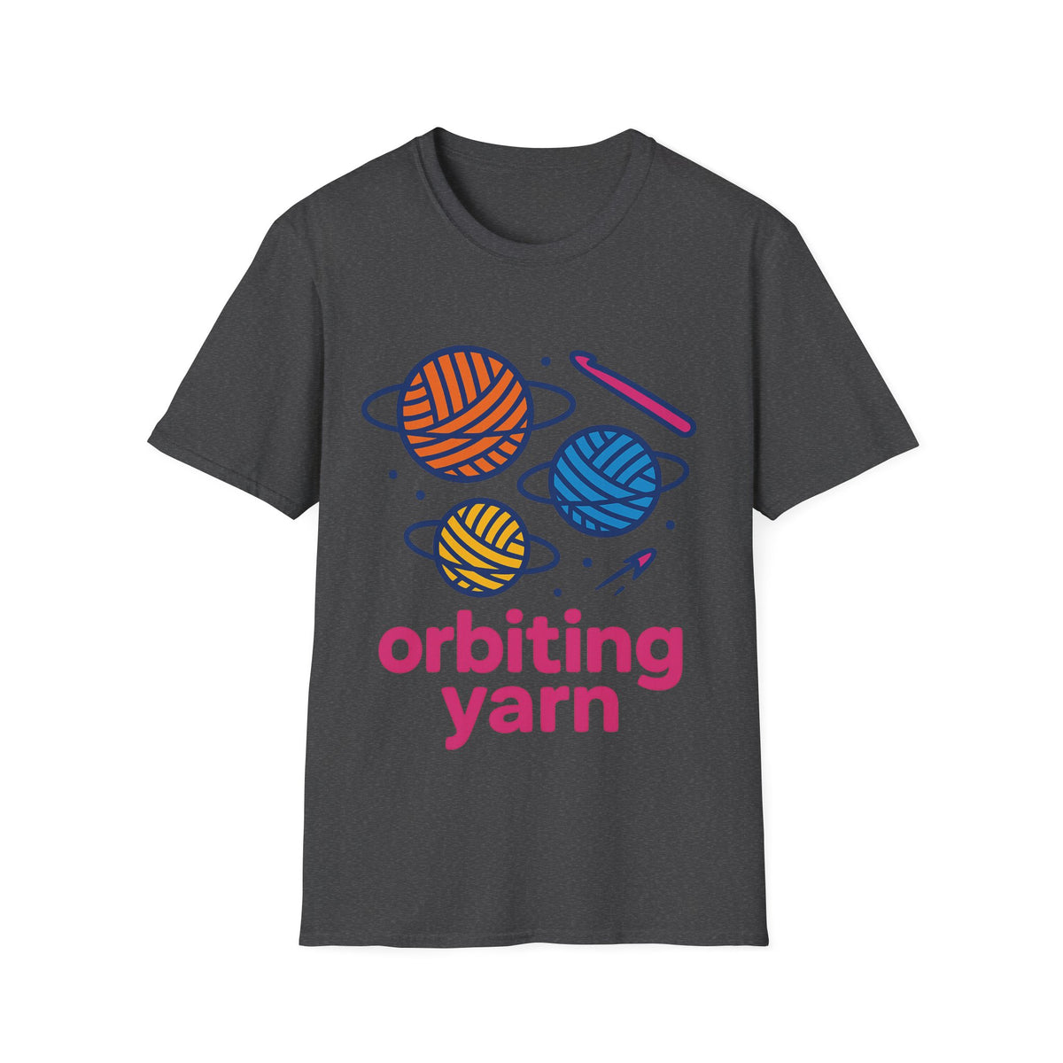 "Orbiting Yarn" Space Galaxy Crochet Graphic Tee - Funny Knitting Crafter White T-Shirt - Trending Now - September 2026