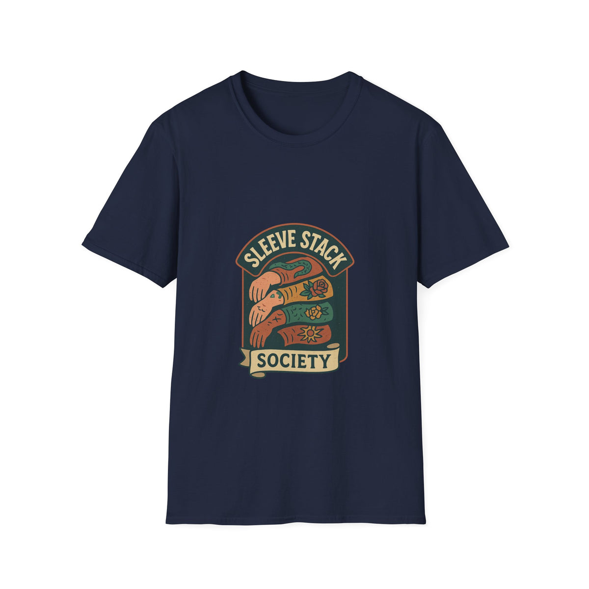 Sleeve Stack Society T-Shirt — Vintage Tattoo Sleeve Graphic Tee - Trending Now - October 2026