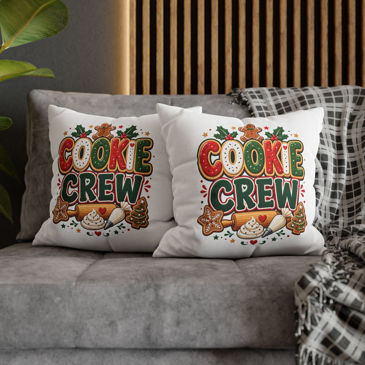 Christmas Cookie Crew Holiday Pillow — Festive Baking Christmas Throw Pillowcase