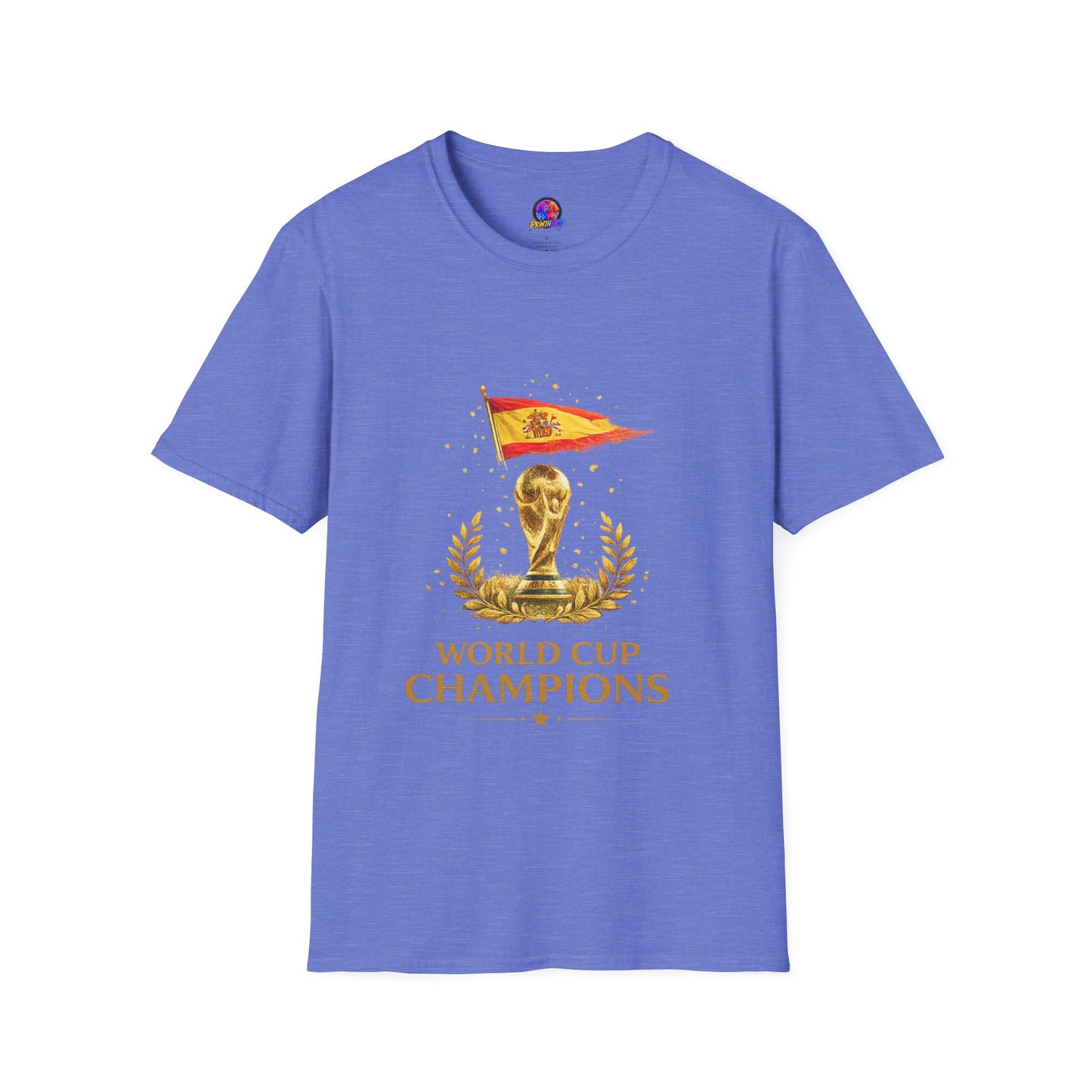 Spain World Cup Champions T-Shirt — Spanish Flag & Trophy Soccer Tee
