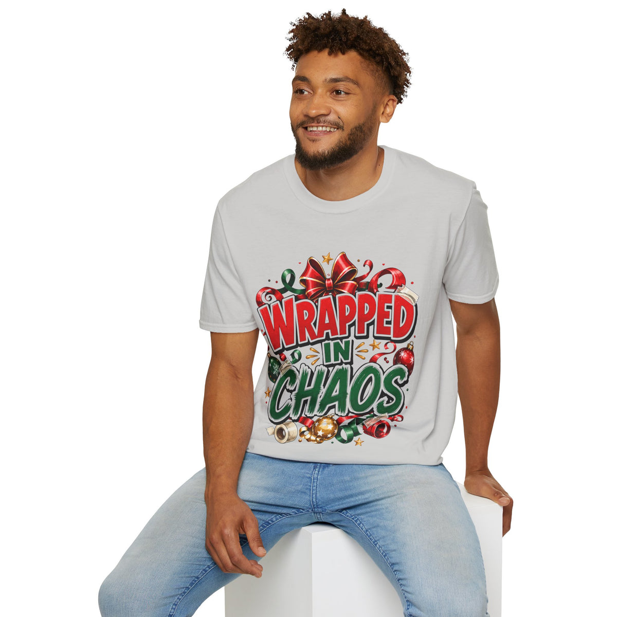 T-Shirt — "Wrapped in Chaos" Holiday Graphic Tee
