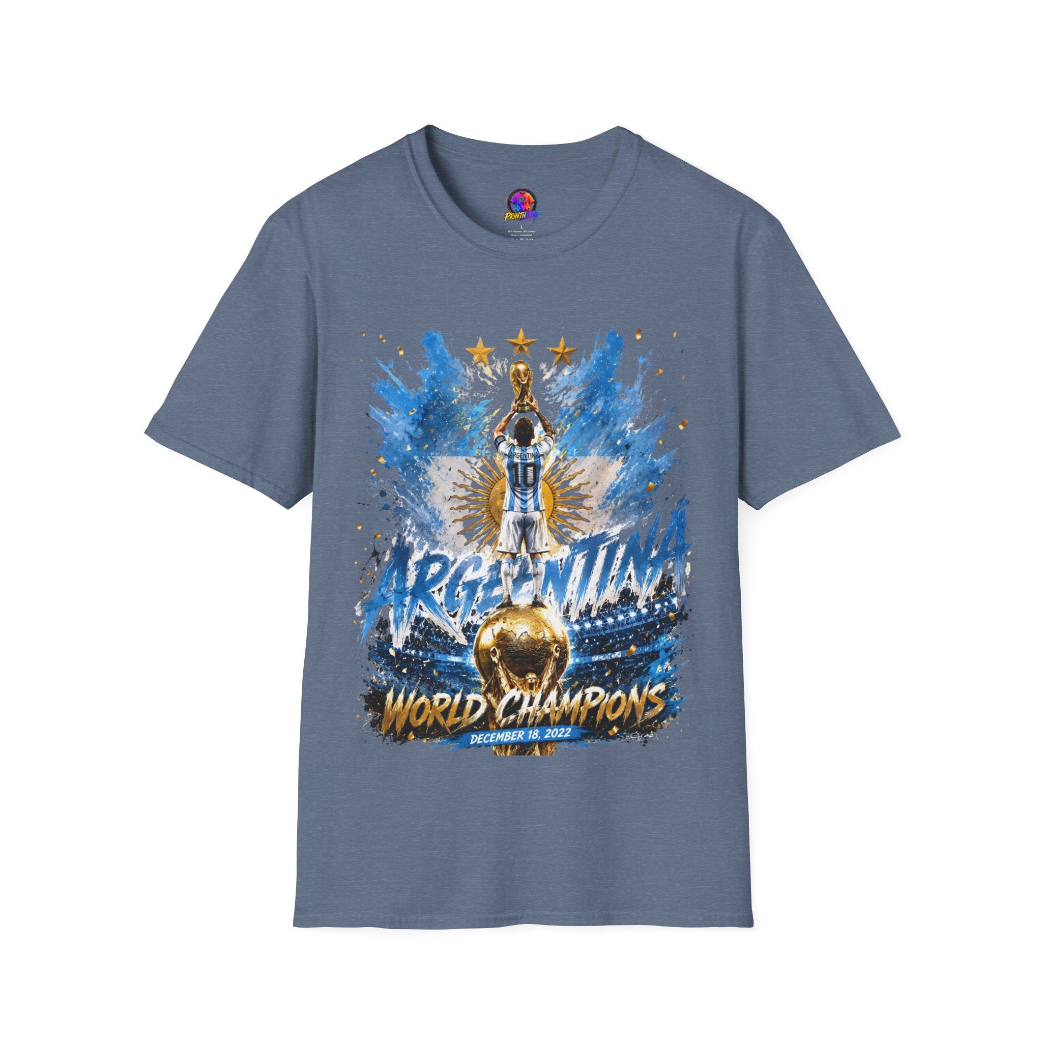 Argentina World Champions T‑Shirt — Soccer World Cup 3 Stars Tribute