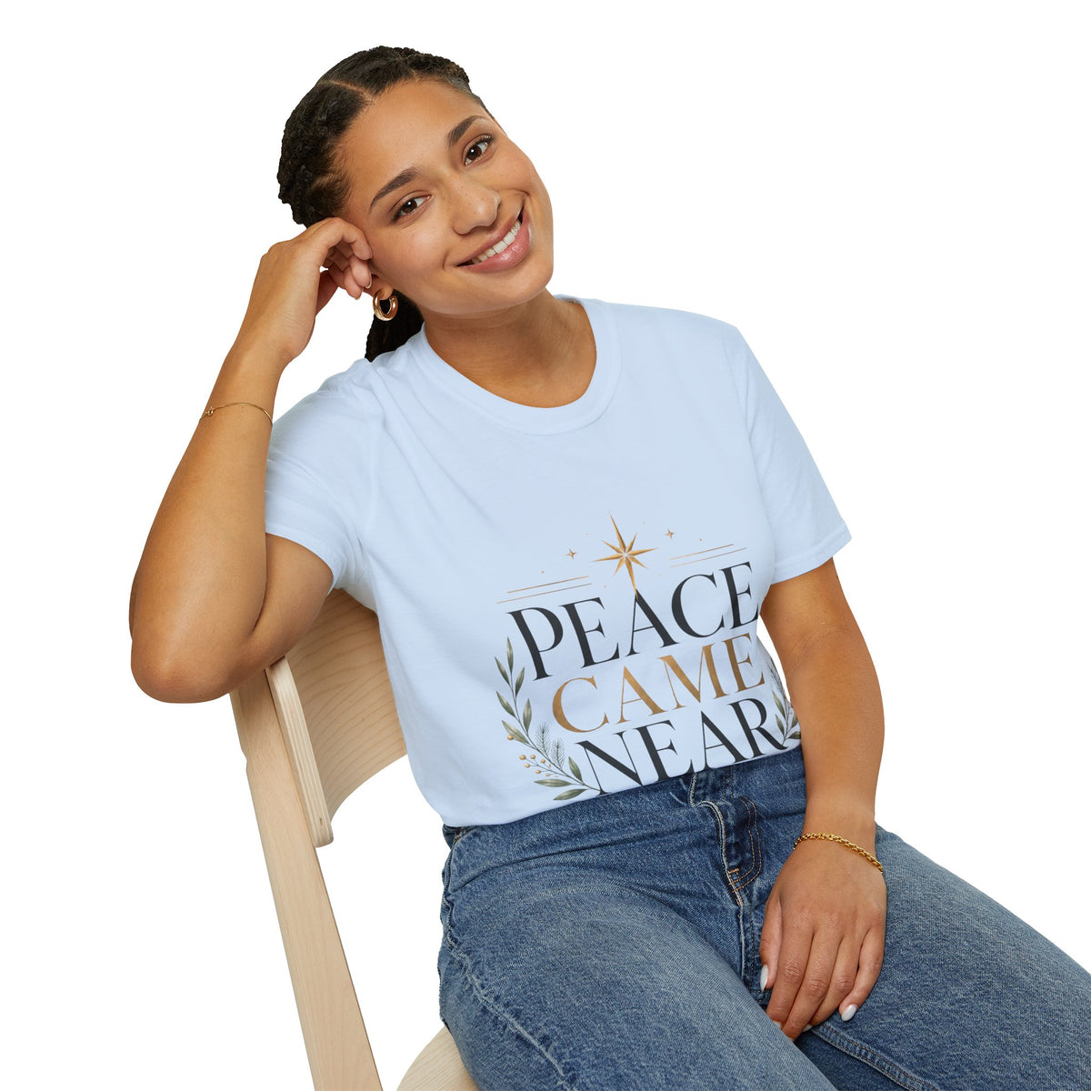 Peace Came Near T‑Shirt — Christmas Nativity Holiday Tee