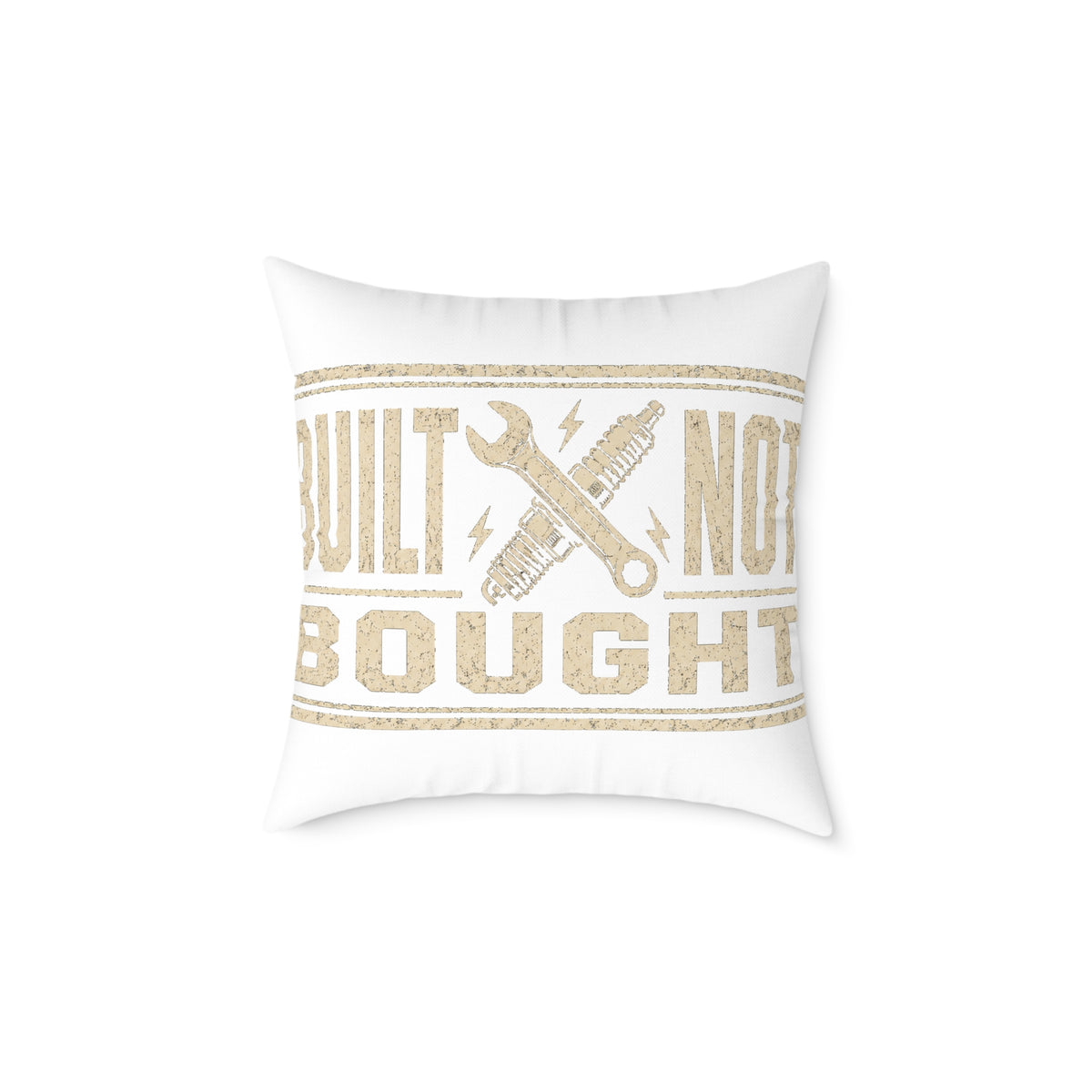 Built Not Bought Throw Pillow Milo Bailey Dog Dad Mom— Rustic DIY Mechanic Accent Cushion