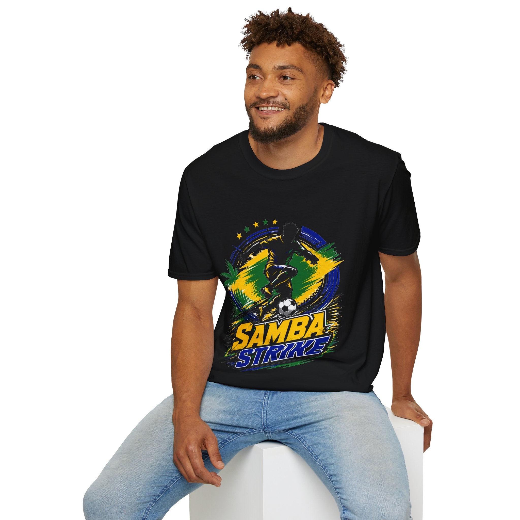 Brazil  Samba Strike Soccer T-Shirt — Brazilian Football Player Graphic Tee