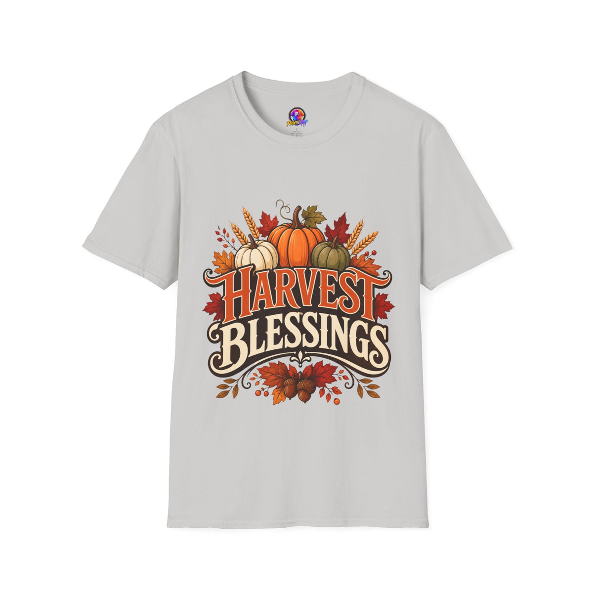 Thanksgiving T-Shirt Harvest Blessings T-Shirt — Fall Pumpkin Harvest Graphic Tee for Thanksgiving