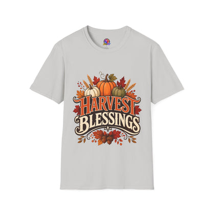 Harvest Blessings T-Shirt — Fall Pumpkin Harvest Graphic Tee for Thanksgiving