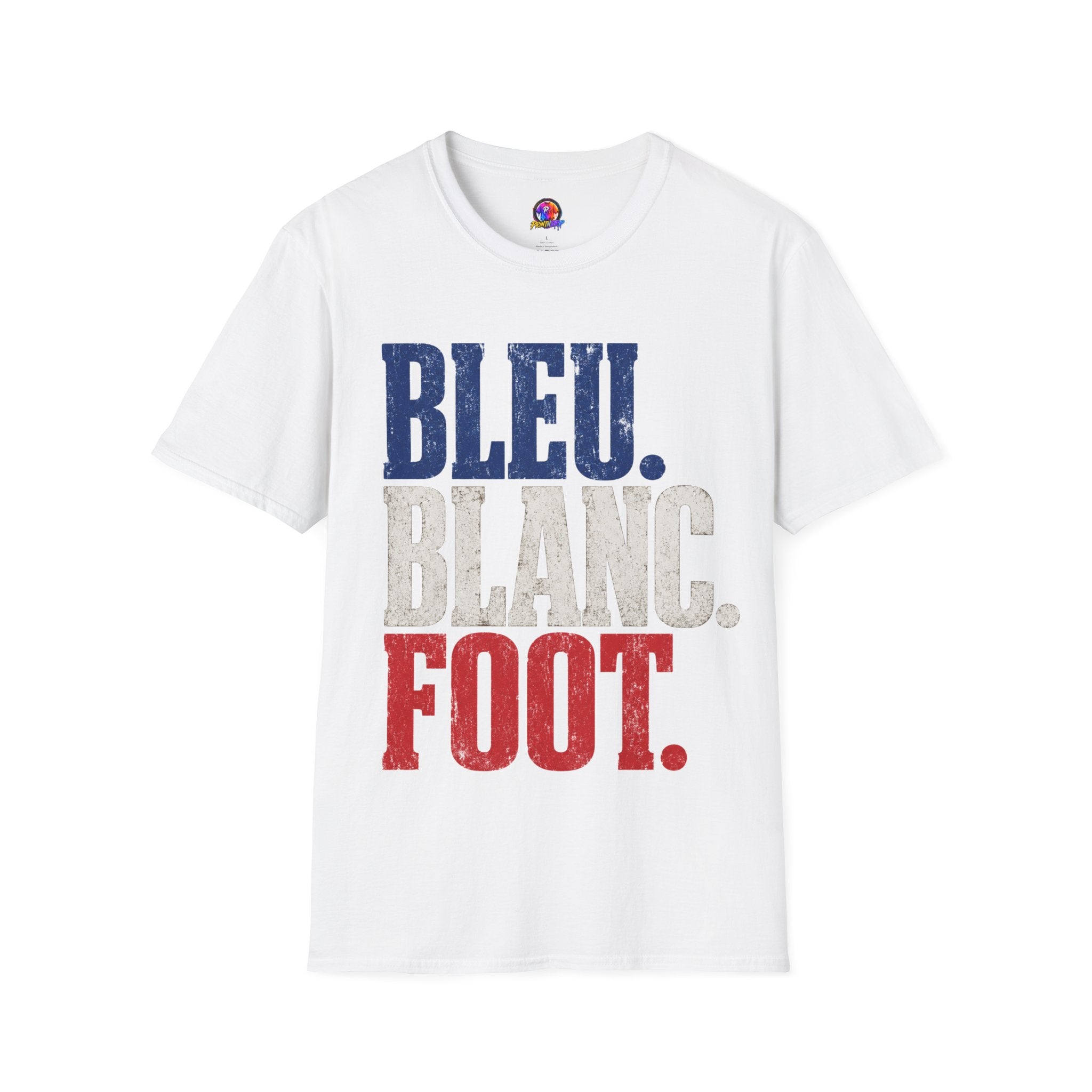 France T-Shirt — Bleu Blanc Foot Vintage French Flag Soccer Graphic Tee