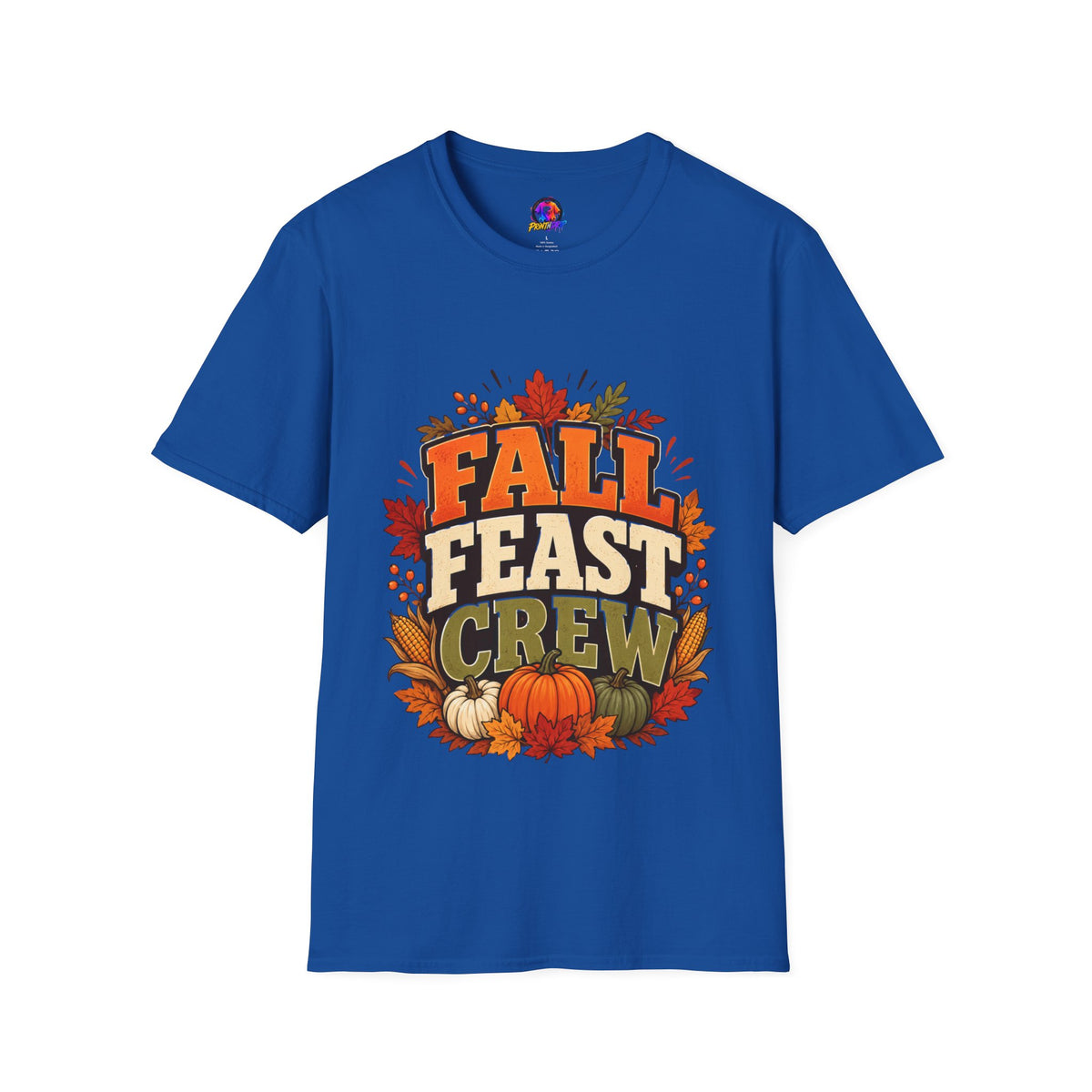 Thanksgiving T-Shirt Fall Feast Crew T-Shirt — Thanksgiving Pumpkin & Leaves Graphic Tee