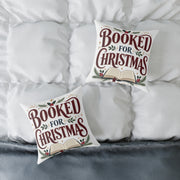 Christmas Book Lover Pillow — "Booked for Christmas" Decorative Throw Pillow