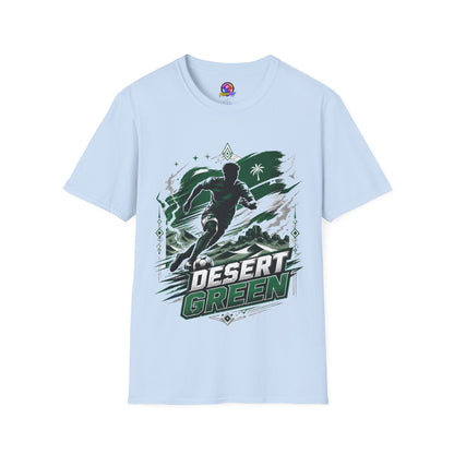 Saudi Arabia Desert Green Soccer T-Shirt — Silhouette Player Graphic
