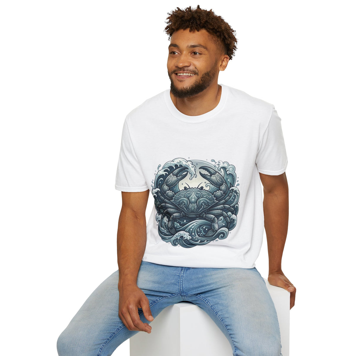 Crab and Waves Graphic T-Shirt — Coastal Oceanic Nautical Tee