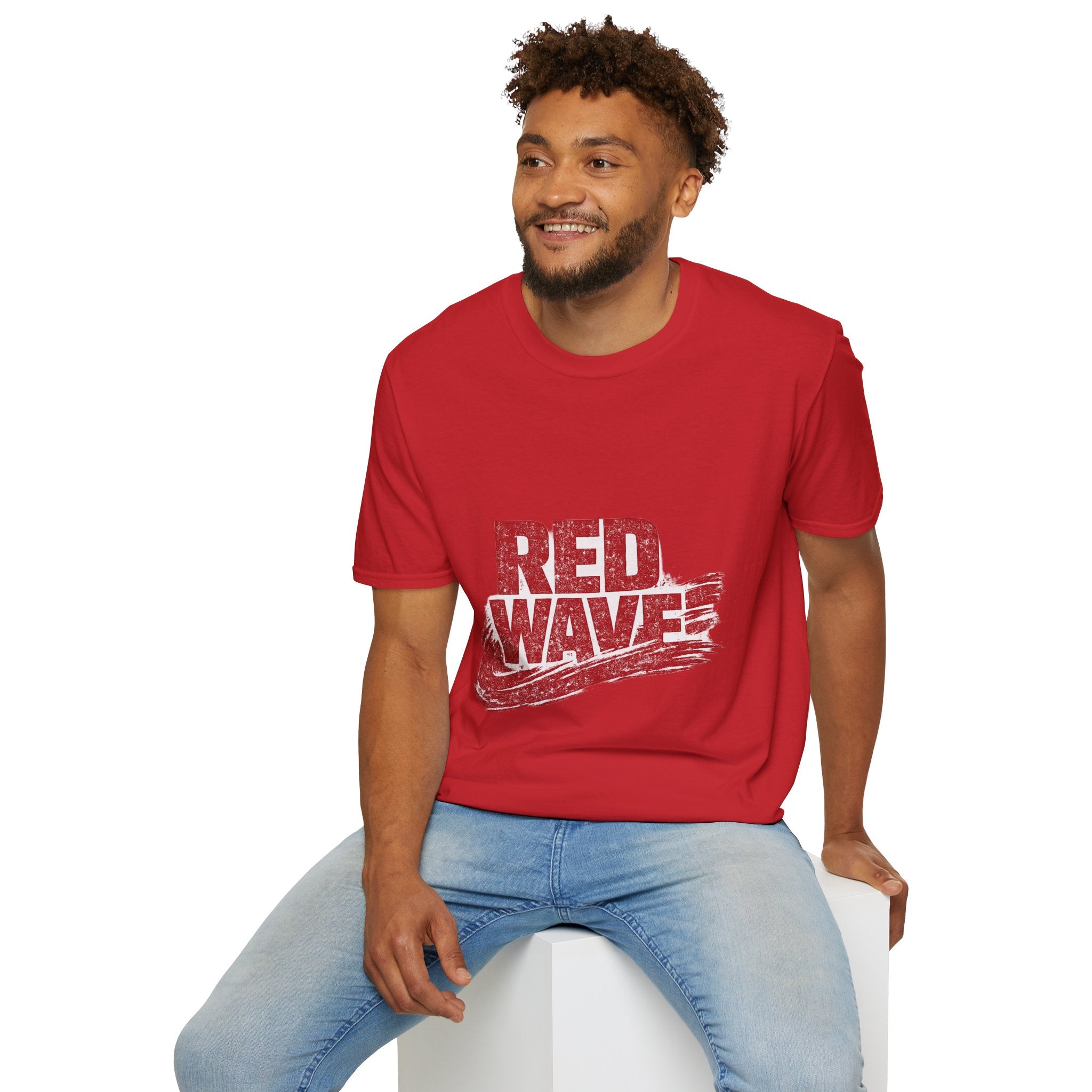 South Korea Red Wave Graphic T‑Shirt — Vintage Distressed Logo Tee