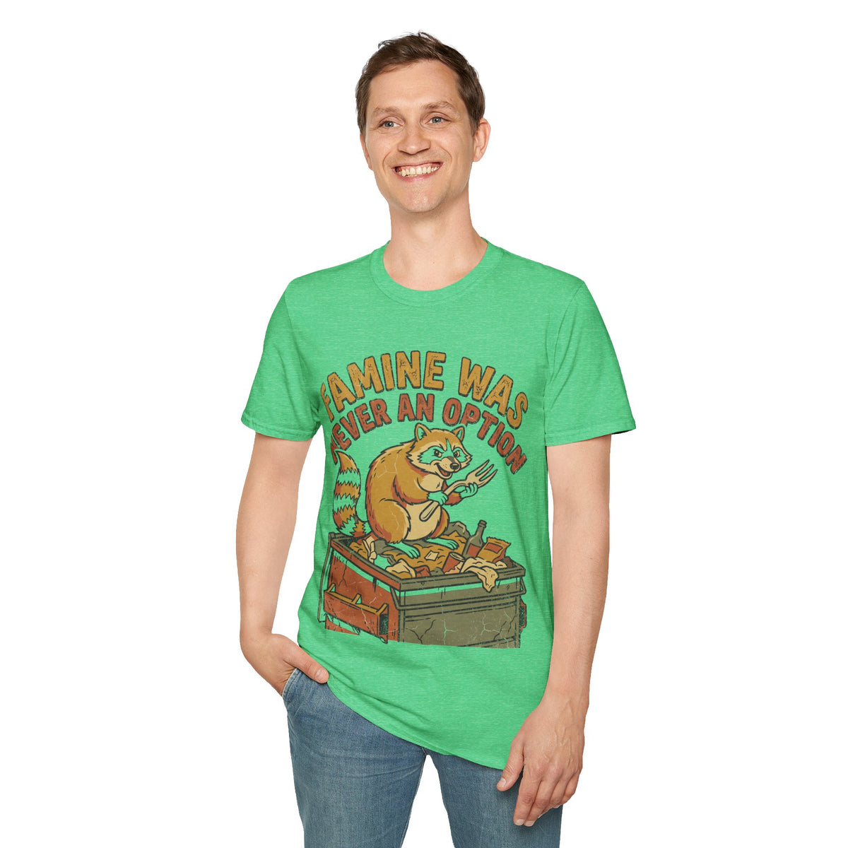 Funny Raccoon T‑Shirt — "Famine Was Never An Option" Retro Graphic Tee - Trending Now - September 2026