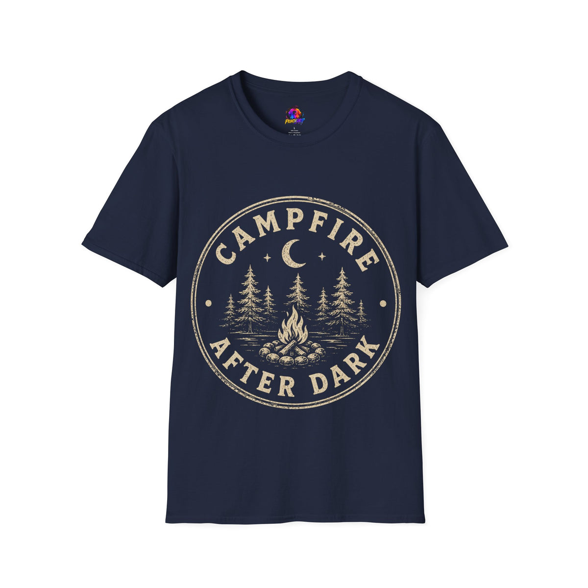 Campfire After Dark T-Shirt — Vintage Moon & Pines Camping Tee