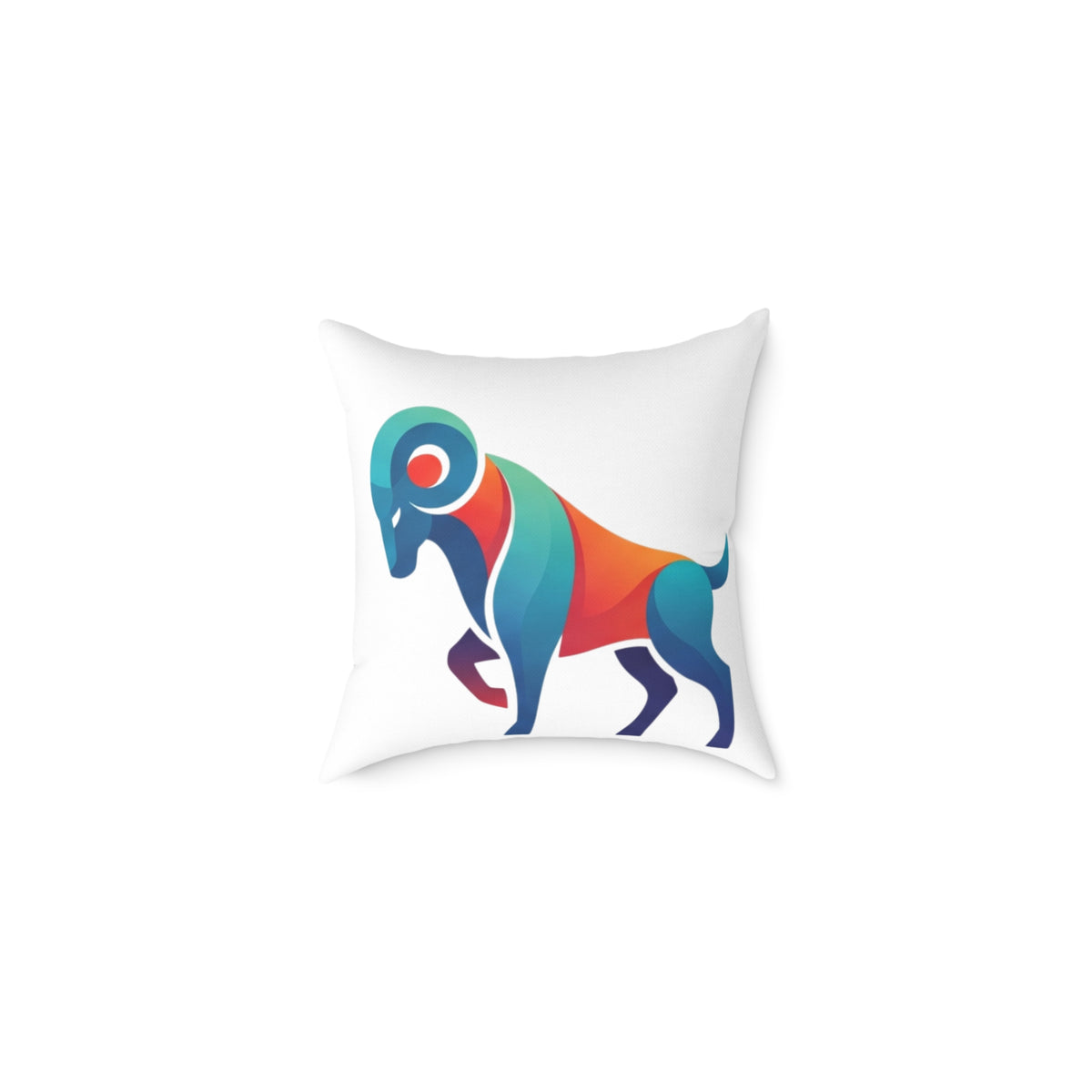 Aries Zodiac Ram Throw Pillow - Colorful Geometric Ram Accent Cushion for Living Room & Nursery