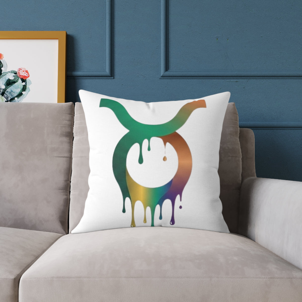 Zodiac Dripping Taurus Astrological Square Poly Canvas Pillow