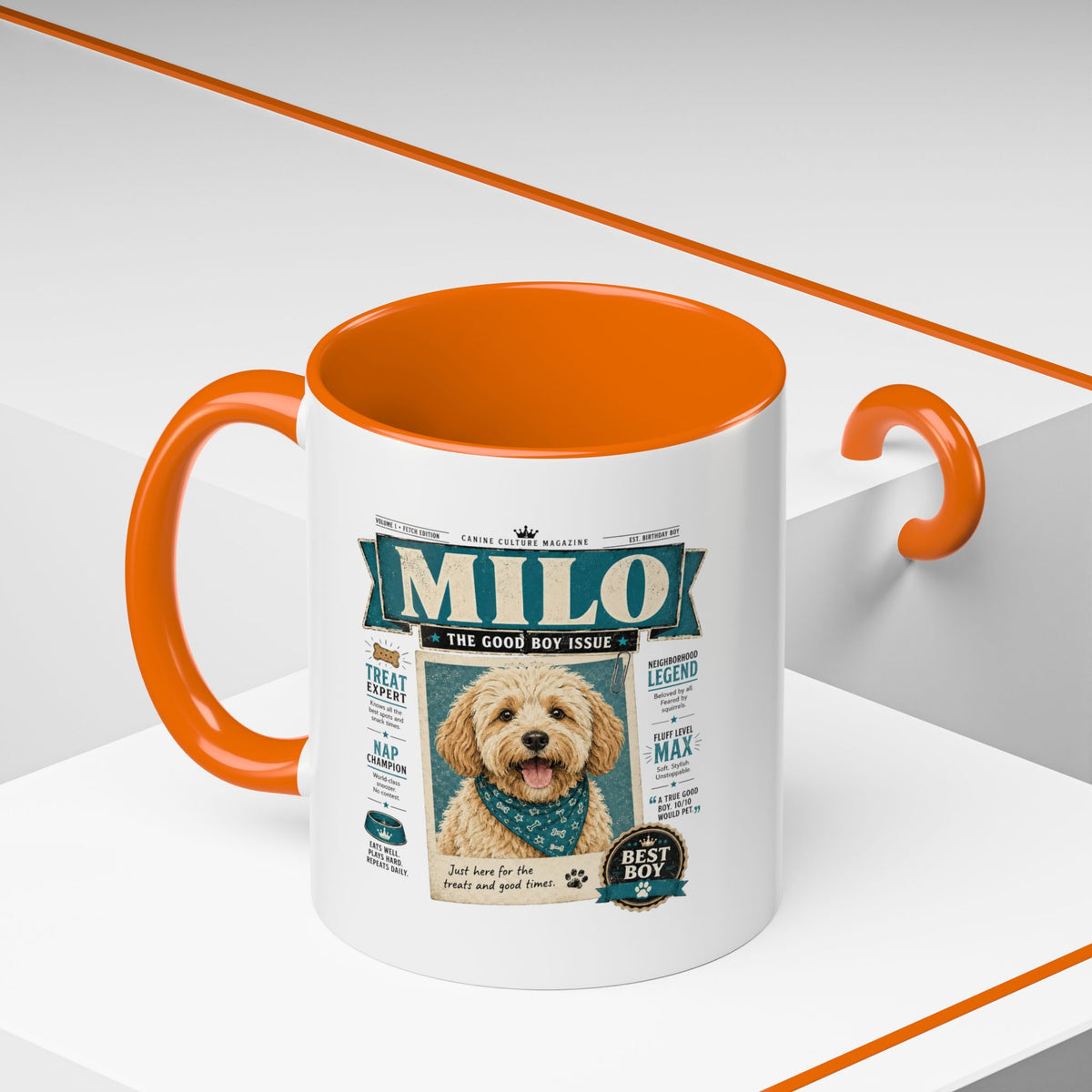 Milo Bailey Dog Dad Mom Personalized Dog Mug – “Milo” Good Boy Vintage Pet Coffee Mug