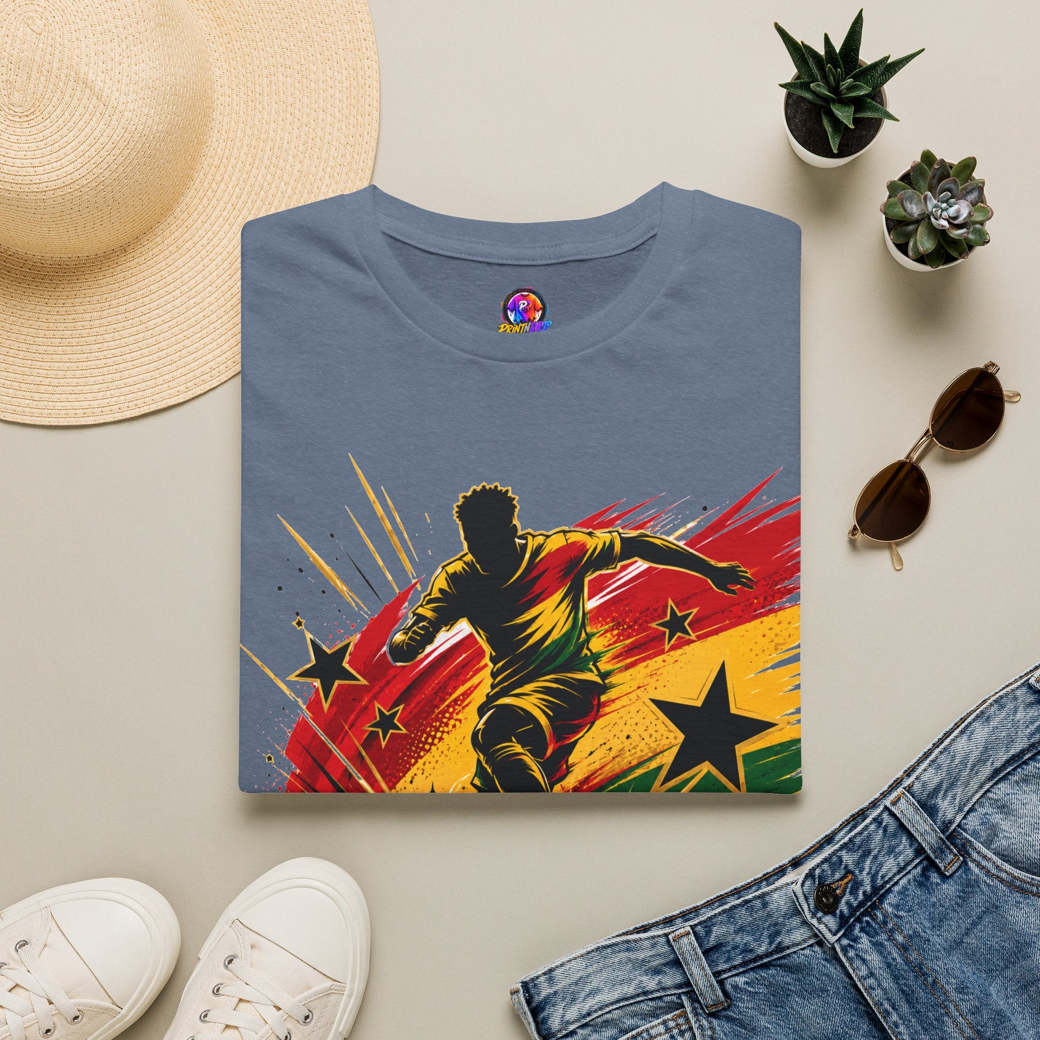 Ghana Star Power Soccer T-Shirt — Afro Football Fan Tee - Ghana T-Shirt
