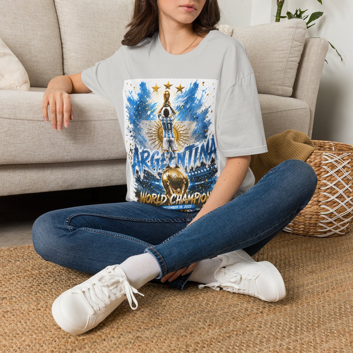 Argentina World Champions T‑Shirt — Soccer World Cup 3 Stars Tribute